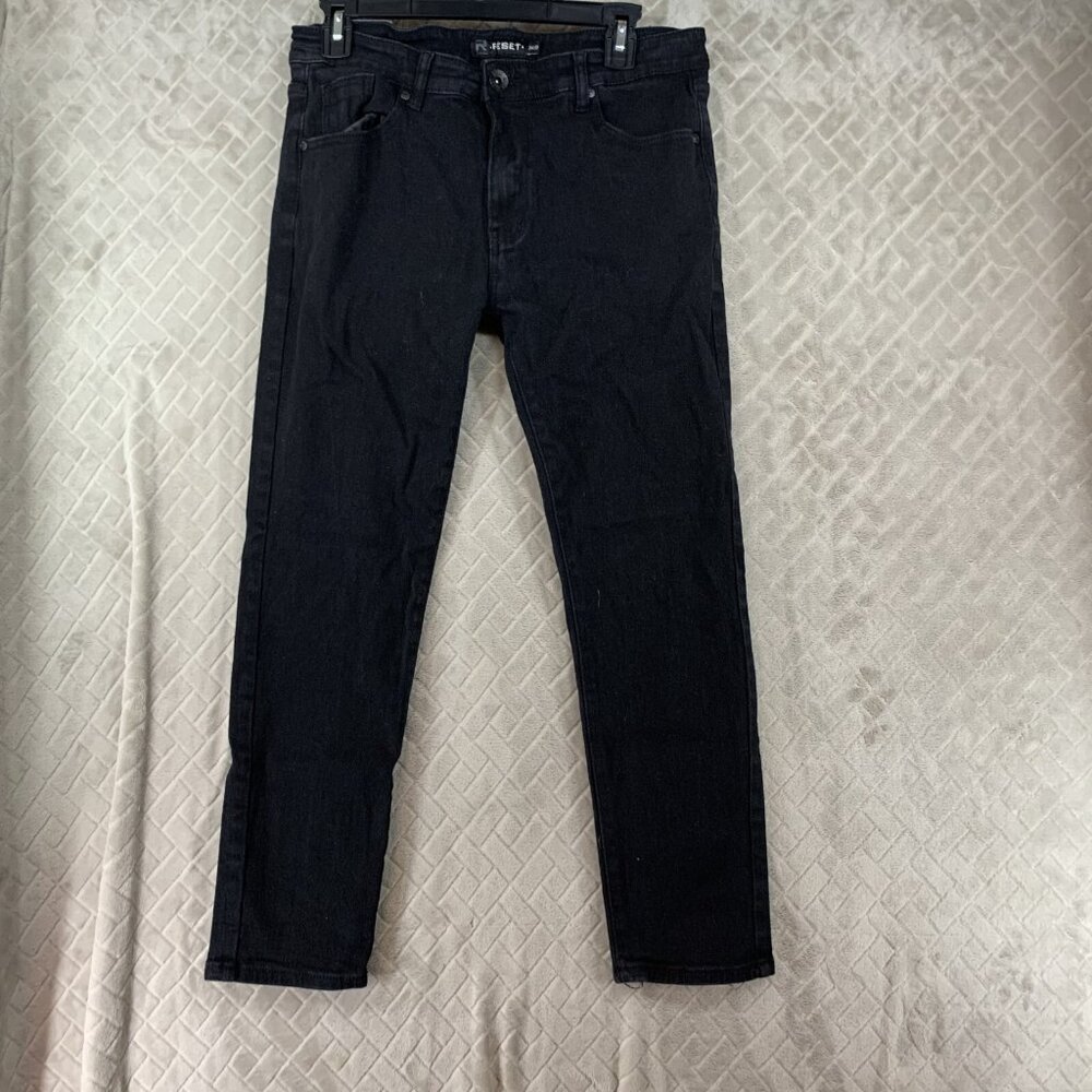 Reset Womens 30 Denim Jeans Black Skinny Ankle Mid Rise Stretch Goth Grunge